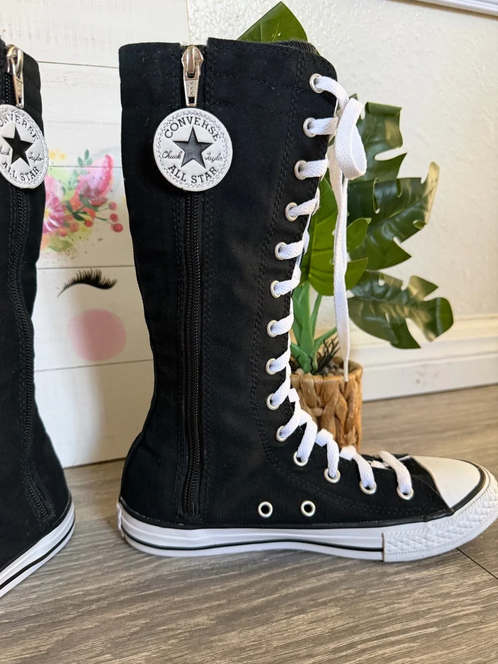 Like New Converse Chuck Taylor All Star XX Hi Knee High Black Boots Youth Size 3